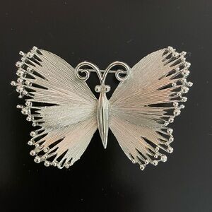 Vintage Usner Silver Tone Butterfly Brooch